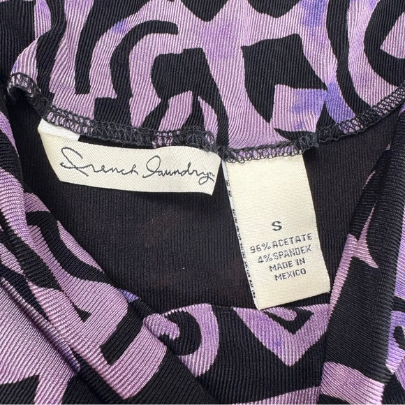 Vintage 90’s Y2K Abstract Floral Retro Cowl Neck Top Sz Small Goth Grunge Whimsy - Picture 3 of 10